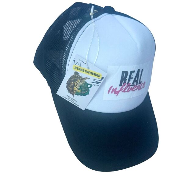 Real Influence Script Logo Adjustable Trucker Hat Unisex OS | Streetwear Urban - Picture 3 of 10
